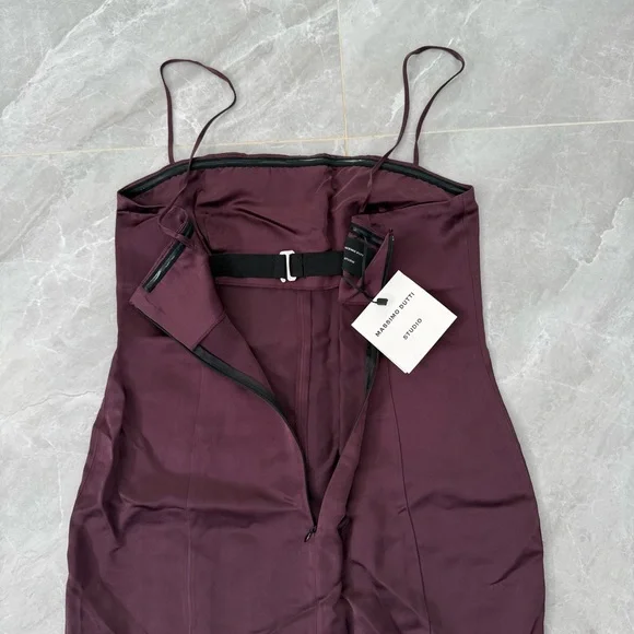 Women’s Massimo Dutti Studio Spaghetti Strap High Slit Formal Dress 9276 Medium - Picture 8 of 16